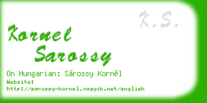 kornel sarossy business card