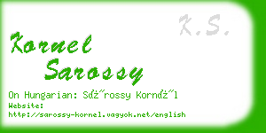 kornel sarossy business card